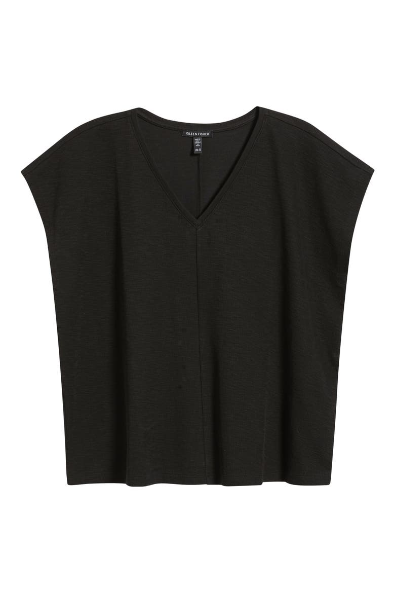 V-Neck Organic Cotton Crewneck T-Shirt, Alternate, color, BLACK