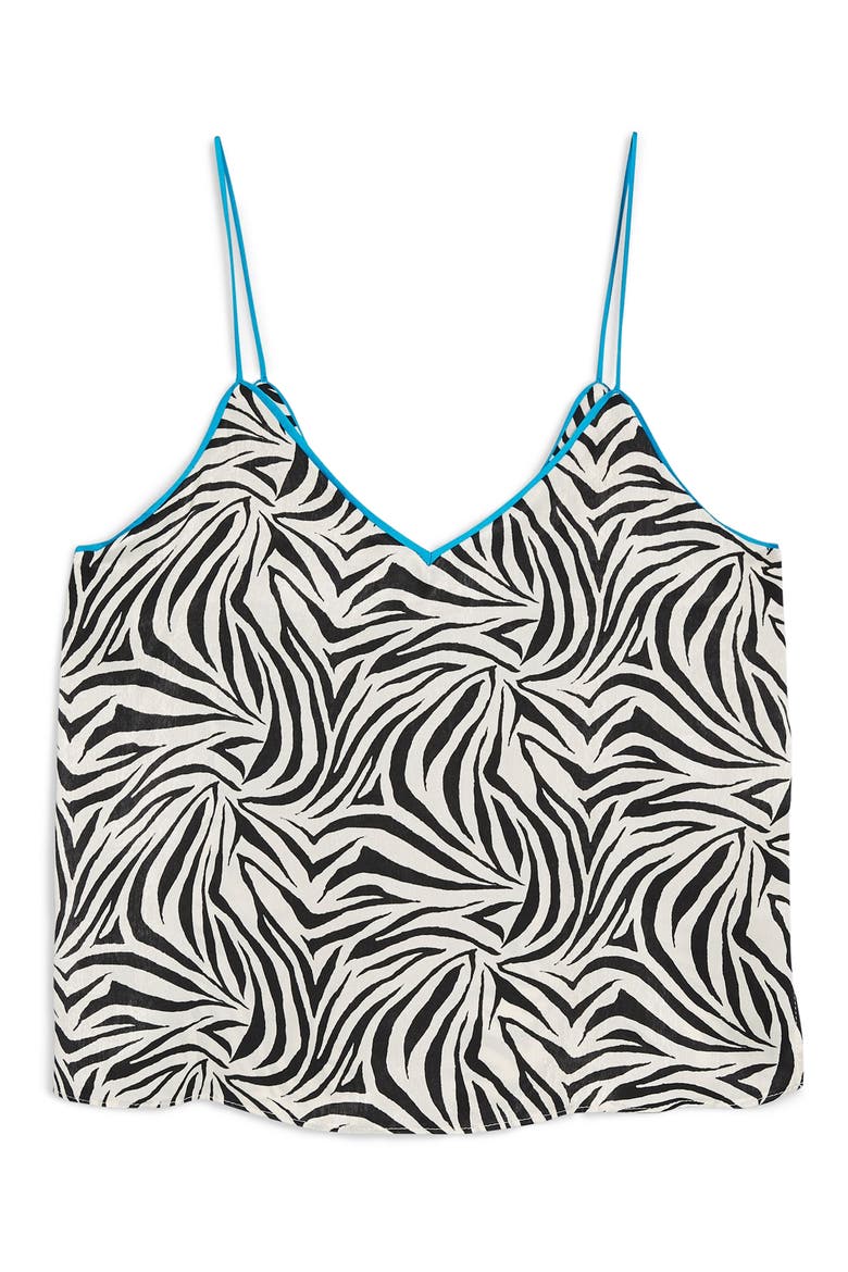 Zebra Print Piped Camisole, Alternate, color, BLACK MULTI