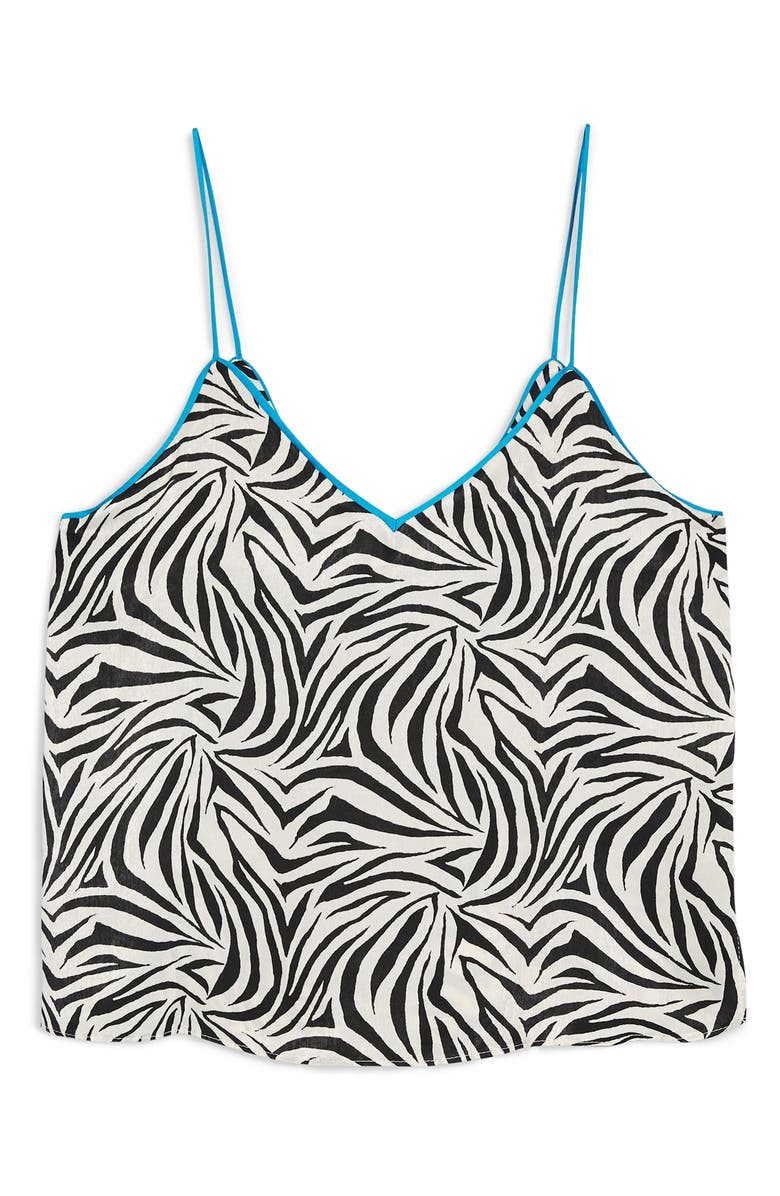 Topshop Zebra Print Piped Camisole, Alternate, color, 