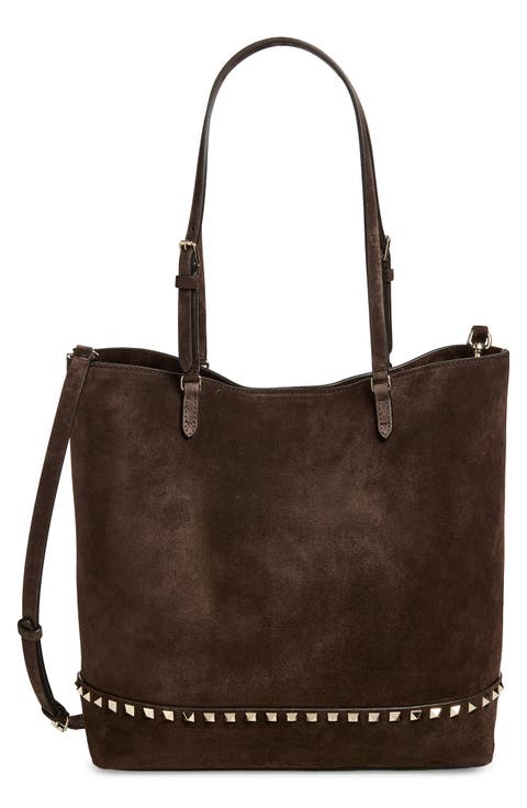 Medium Rockstud Suede Tote