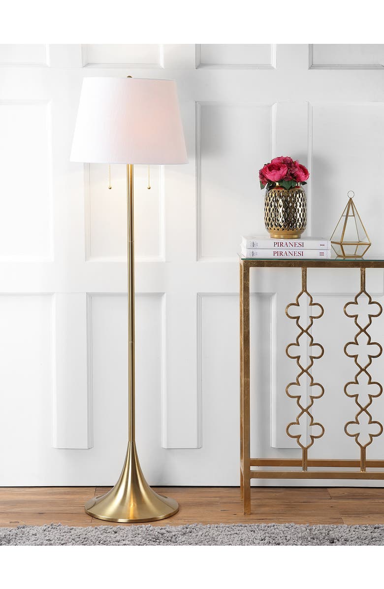 JONATHAN Y Amelia 63" Metal LED Floor Lamp, Brass, Alternate, color, Brass Gold