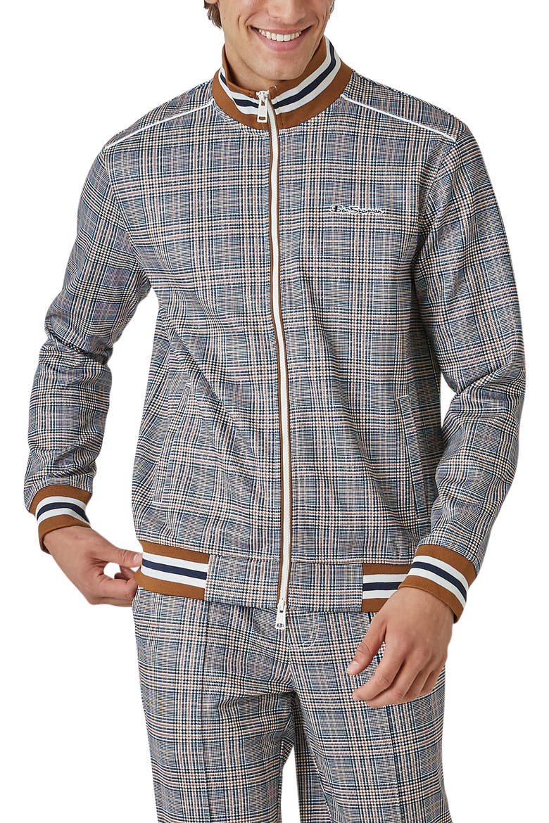 Glen Plaid Track Jacket, Main, color, CARAMEL