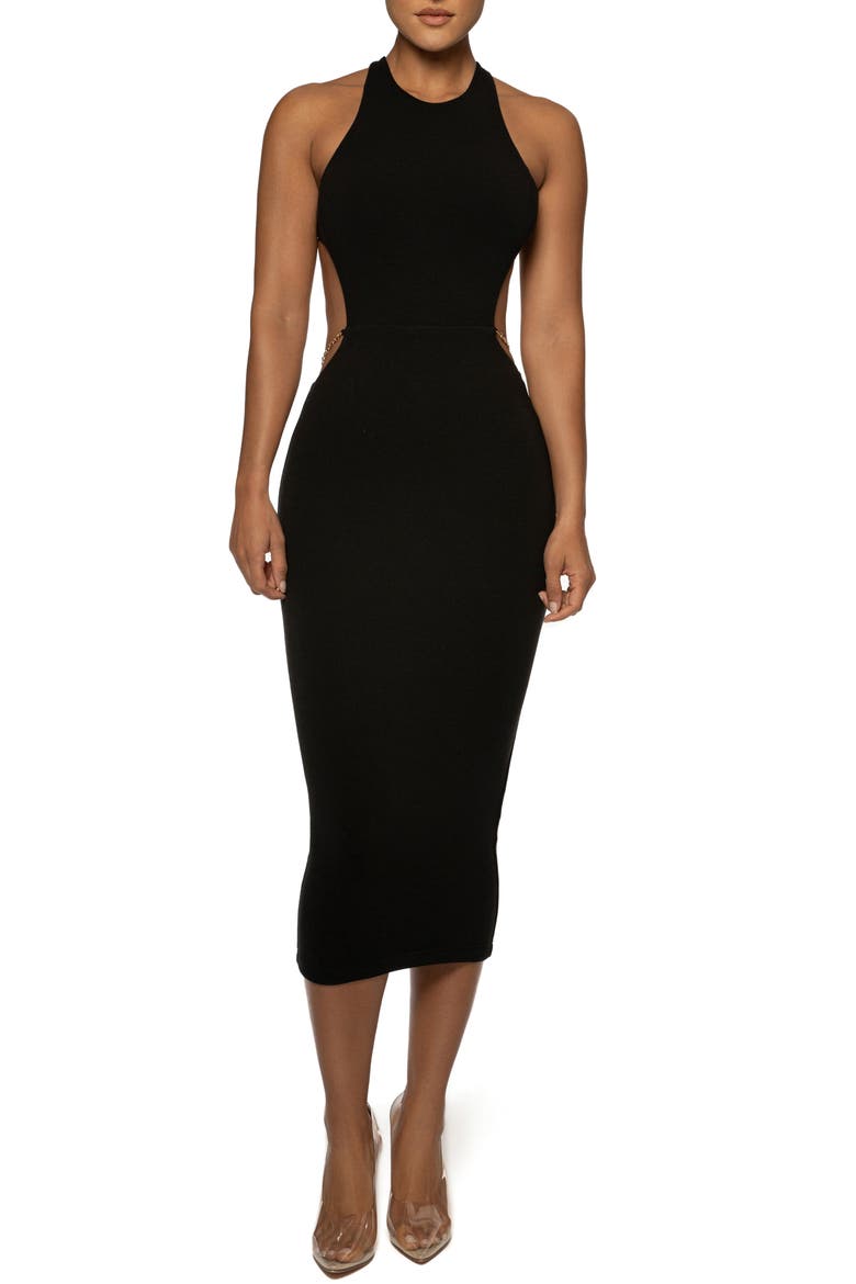 Empress Open Back Body-Con Midi Dress, Main, color, NOIR