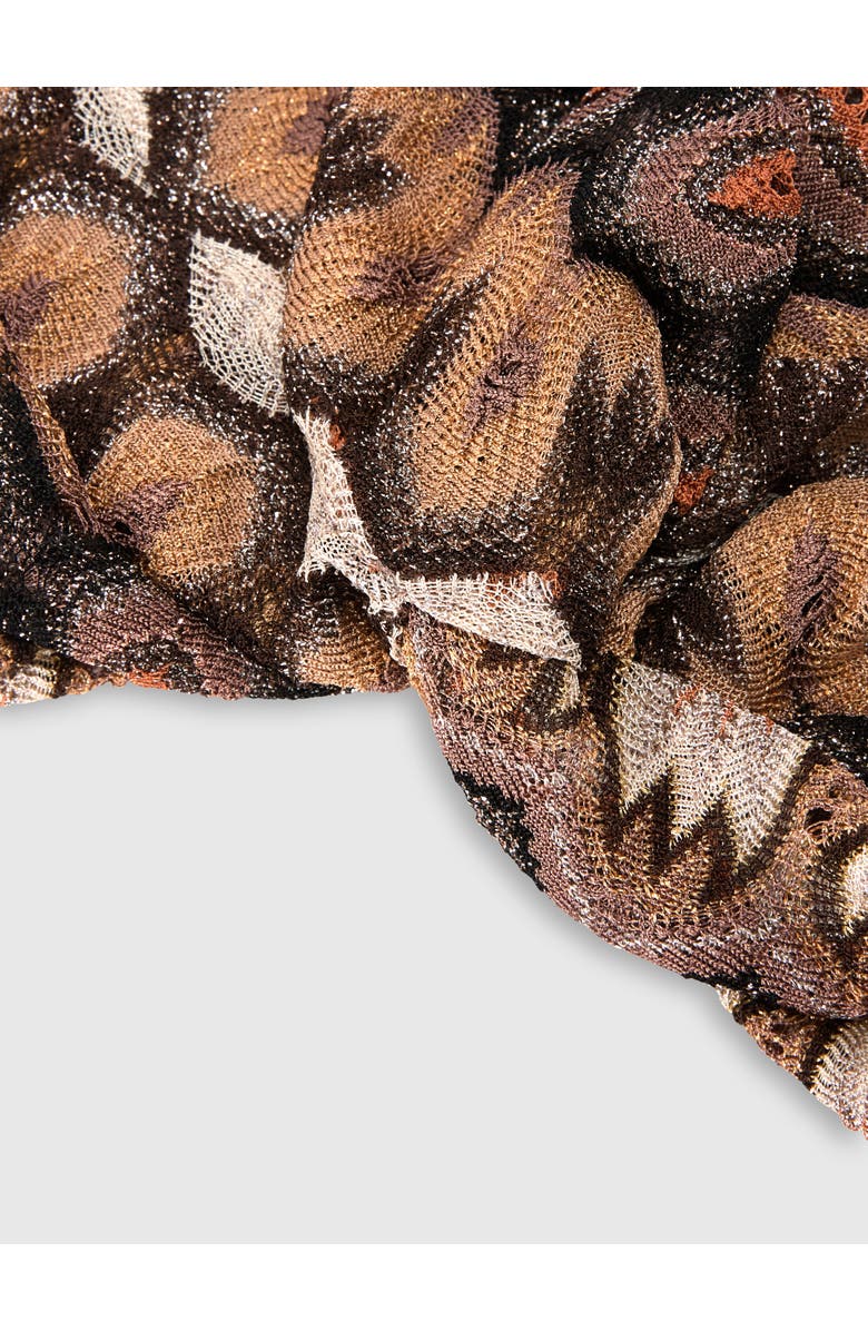 Missoni Headscarf  In Lamé Viscose With Arabesque Motif, Alternate, color, Gold& Beige