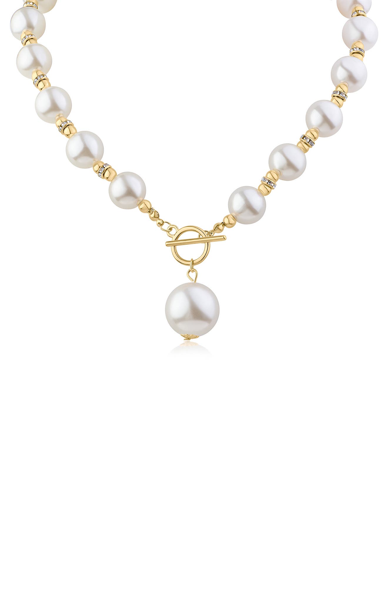 JARDIN Bubble Faux Pearl & Crystal Toggle Necklace