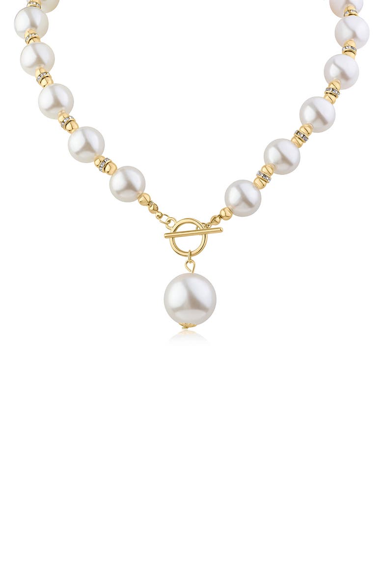 Bubble Faux Pearl & Crystal Toggle Necklace, Main, color, WHITE/ GOLD
