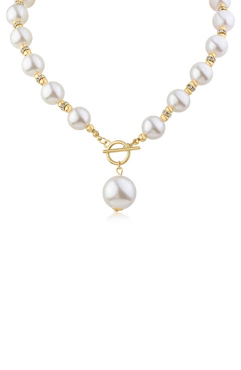 Bubble Faux Pearl & Crystal Toggle Necklace