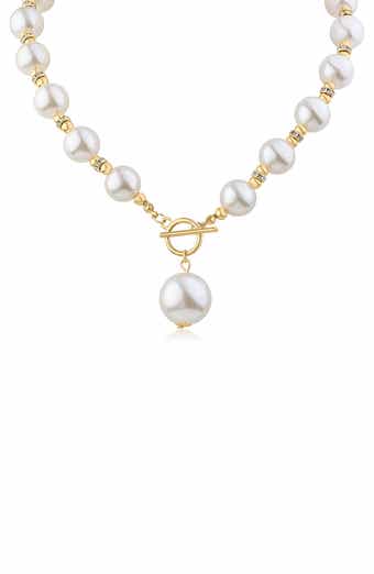 JARDIN Bubble Faux Pearl & Crystal Toggle Necklace