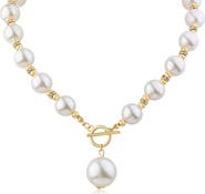 JARDIN Bubble Faux Pearl & Crystal Toggle Necklace