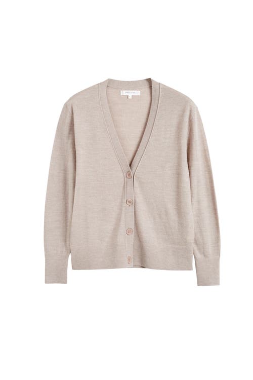 Chinti & Parker Pure Merino Ultra Fine V-neck Knit Cardigan In Smokey Taupe