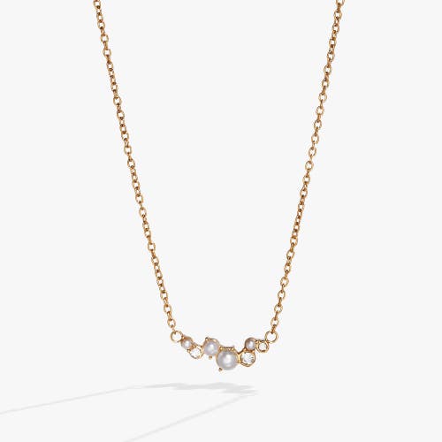 Alex And Ani Pear And Crystal Inline Necklace In Pearl