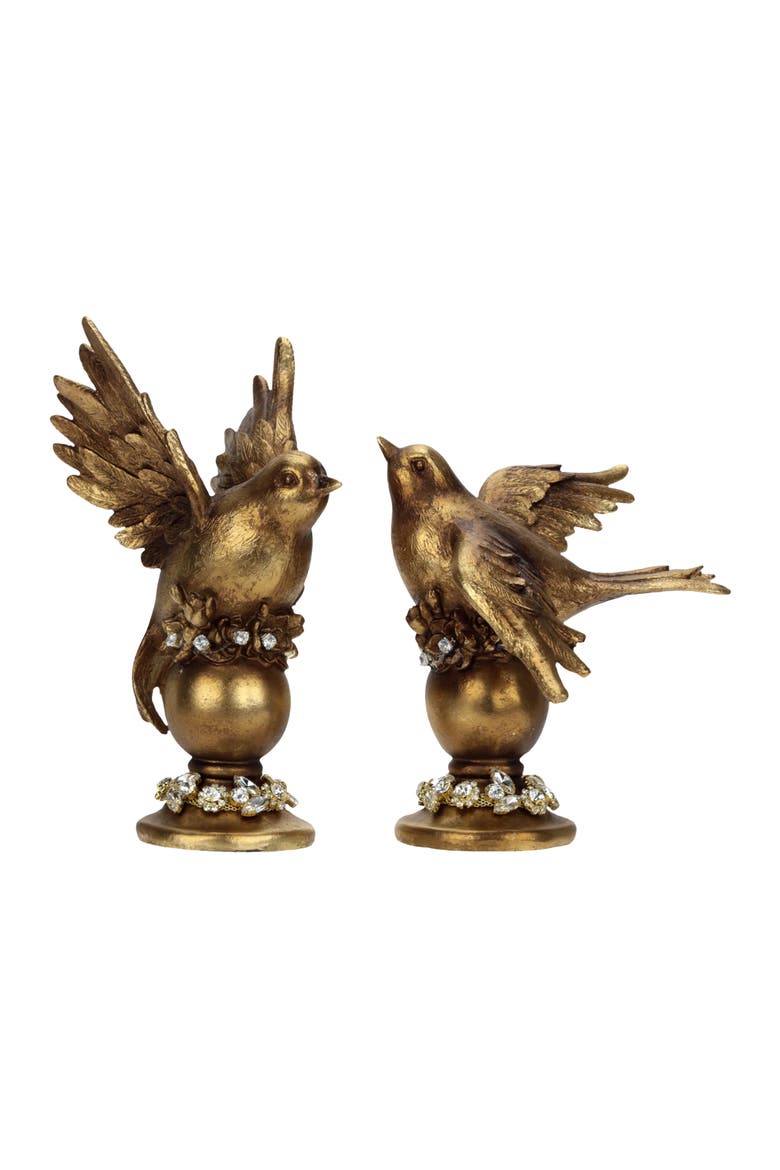 Jeweled Bird On Pedestal Ball, Set of 2, Main, color, Rust/Copper