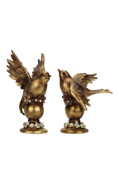 Mark Roberts Jeweled Bird On Pedestal Ball, Set Of 2 In Brown