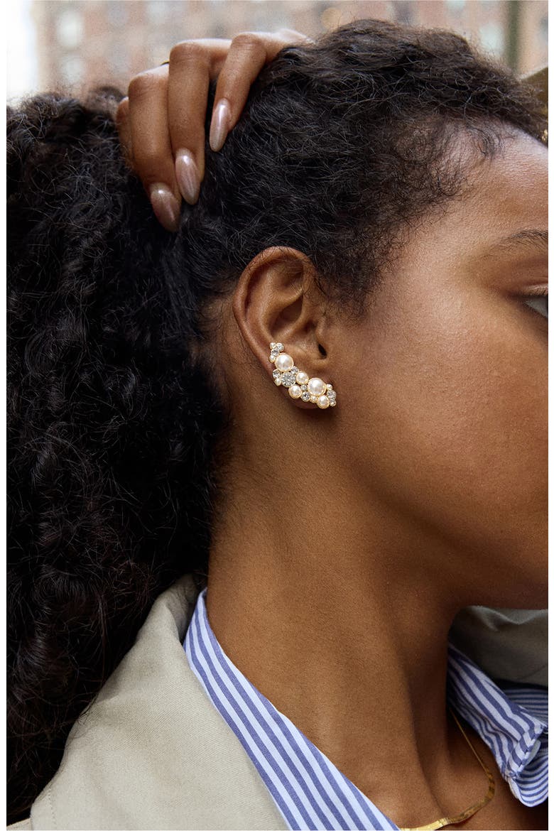Effie Faux Pearl Ear Crawlers, Alternate, color, GOLD/ CLEAR