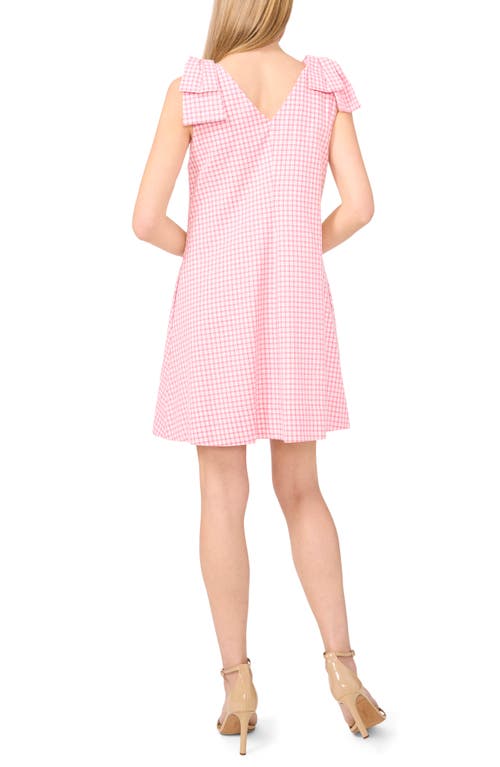 Shop Cece Gingham Bow Shoulder Shift Minidress In Confetti