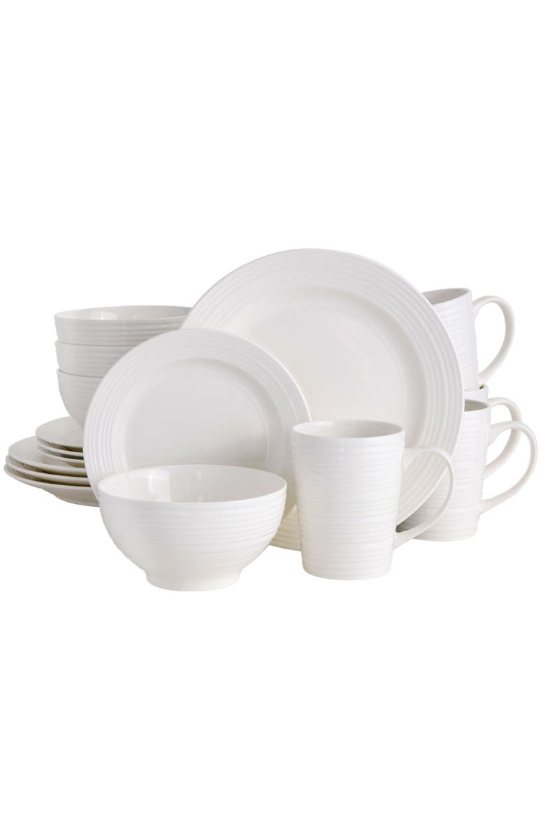 Gibson Home Amelia Court 16-Piece Dinnerware Set, Main, color, White