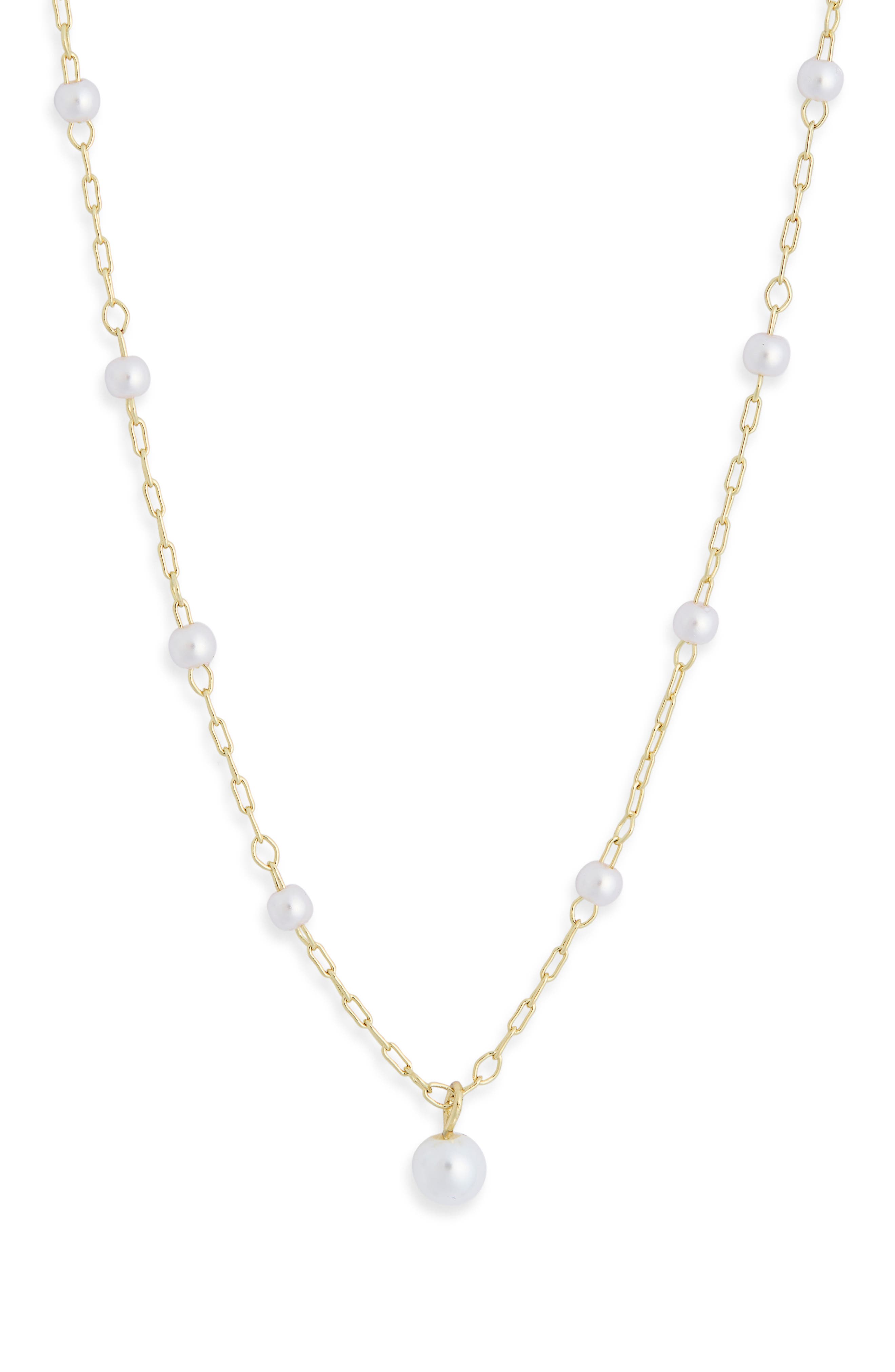 NORDSTROM RACK Faux Pearl Station Pendant Necklace