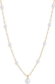 NORDSTROM RACK Faux Pearl Station Pendant Necklace
