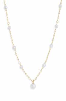 NORDSTROM RACK Faux Pearl Station Pendant Necklace
