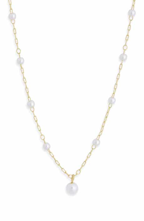 NORDSTROM RACK Faux Pearl Station Pendant Necklace