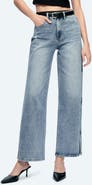 Bayeas High Waist Wide Leg Slit Hem Jeans