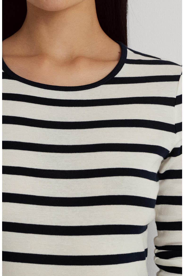 Stripe Cotton Long Sleeve Tee, Alternate, color, WHITE