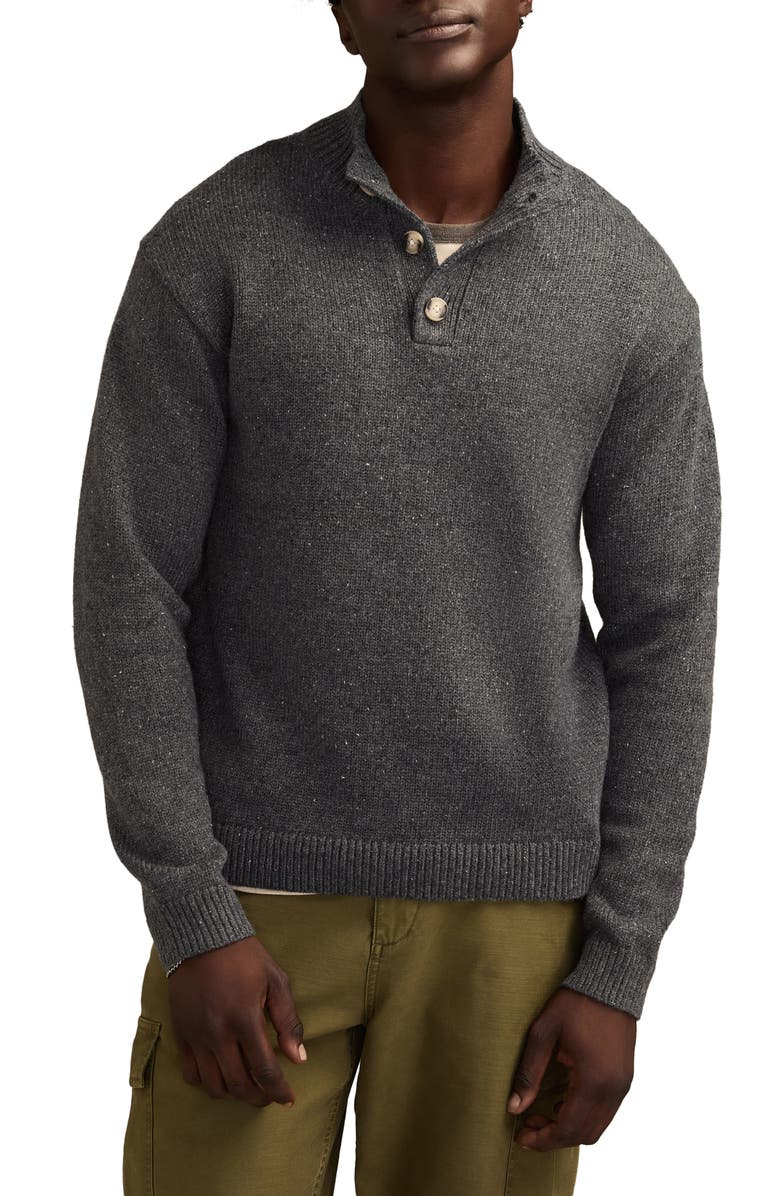 Lucky Brand Nep Half Button Sweater, Main, color, Charcoal Heather Grey