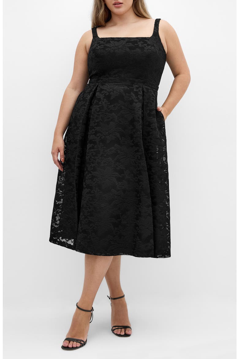 Jacklynn Floral Jacquard Sleeveless Dress, Main, color, BLACK