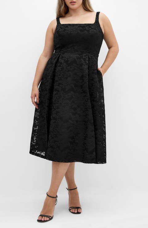 Jacklynn Floral Jacquard Sleeveless Dress (Plus)