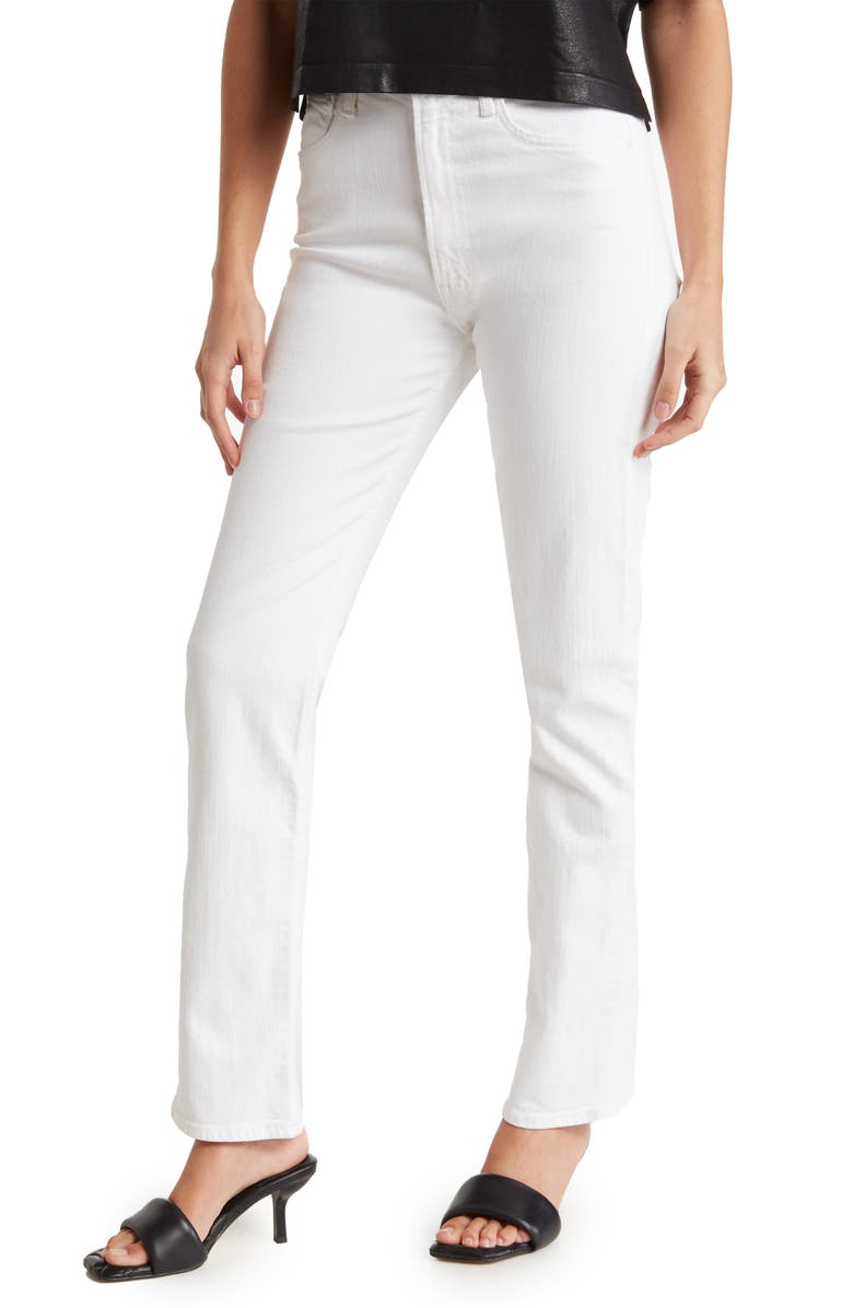 MOTHER High Waist Rider Skimp White Denim Jeans, Main, color, 