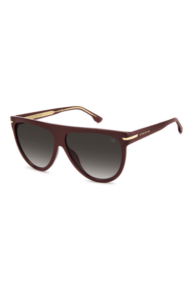 60mm Flat Top Square Sunglasses, Alternate, color, BURGUNDY/ DARK GREY SF