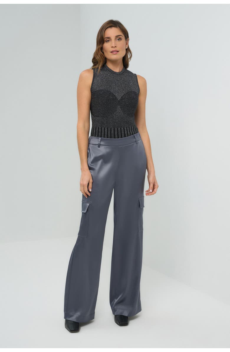 Anatomie Candela Satin Cargo Wide Leg Pant, Main, color, Shadow