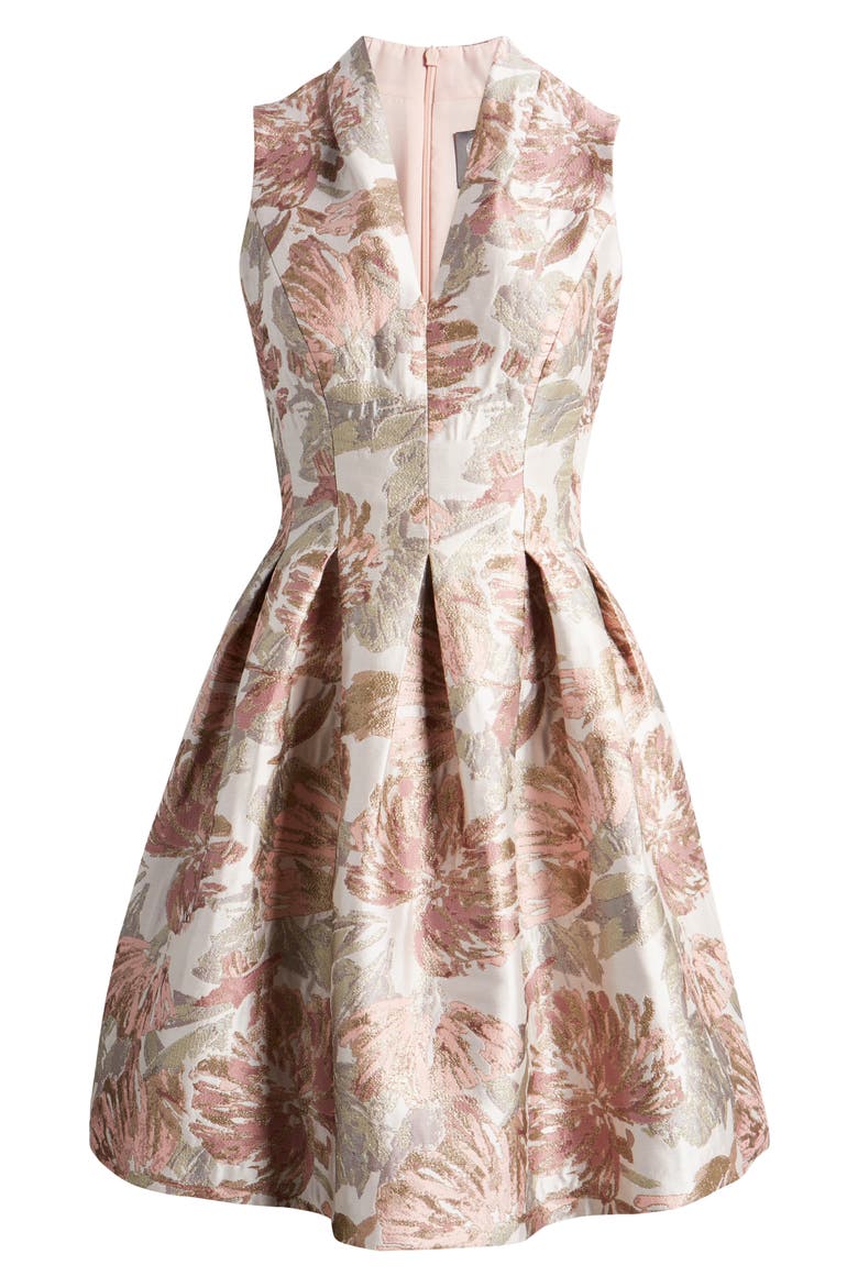 Metallic Jacquard Sleeveless Fit & Flare Dress, Alternate, color, MAUVE