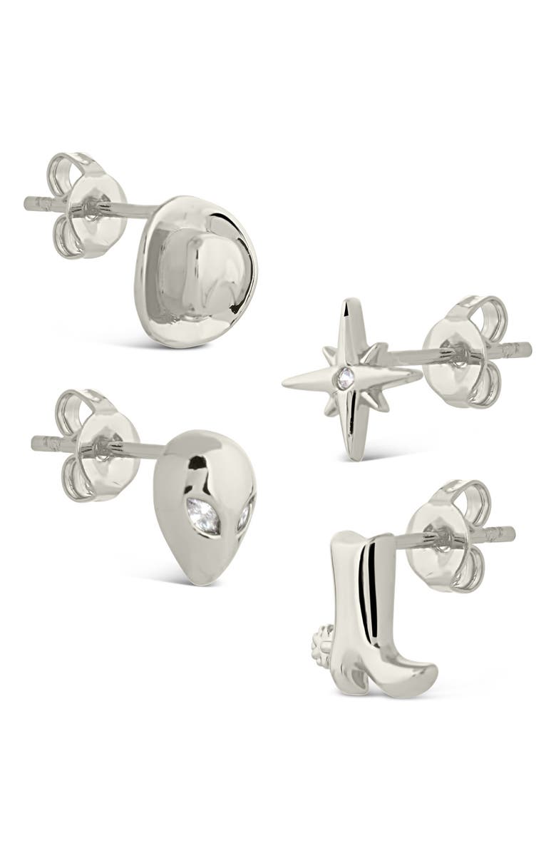 Sterling Forever Space Cowgirl Mismatched Stud Earrings, Alternate, color, Silver