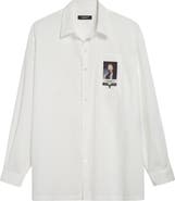 Undercover Beaded Floral Embroidered Patch Cotton Button-Up Shirt