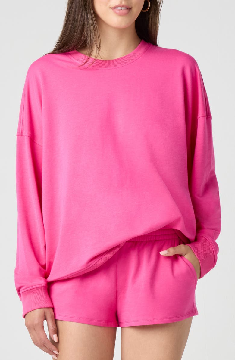 Florence by Mills Sporty Terry Crew Sweatshirt, Main, color, Fuchsia