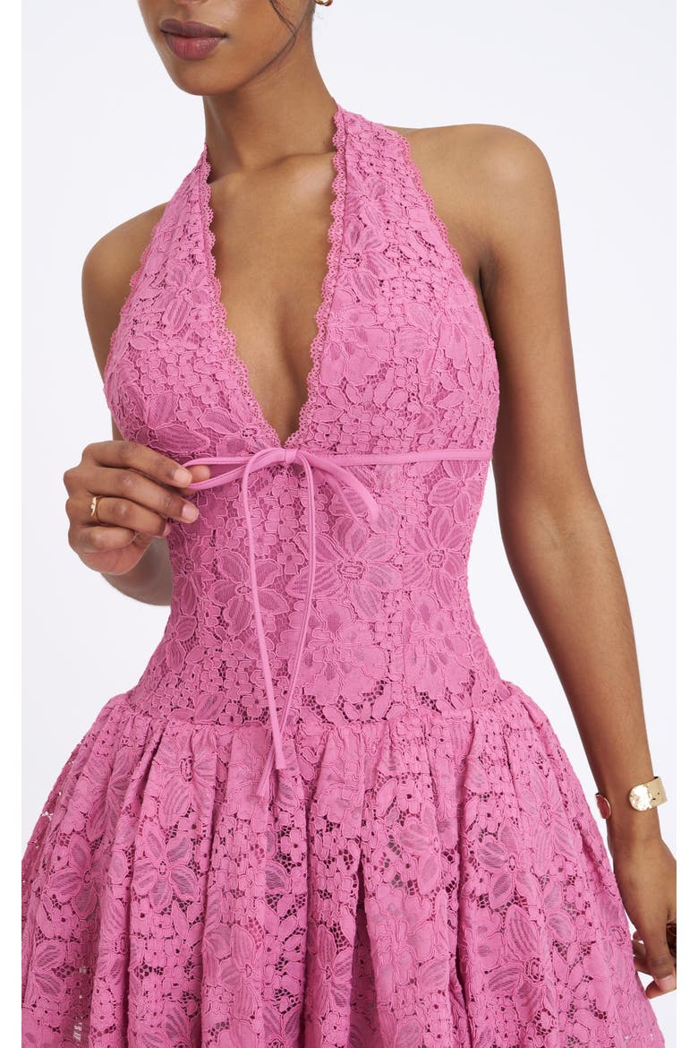 Karla Lace Drop Waist Halter Mini Dress, Alternate, color, Light Purple