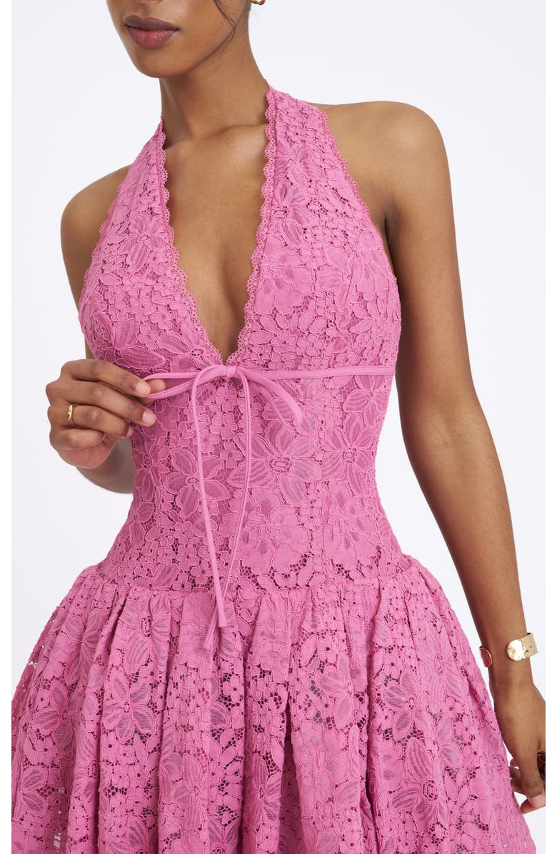 Miss Circle Karla Lace Drop Waist Halter Mini Dress, Alternate, color, Light Purple