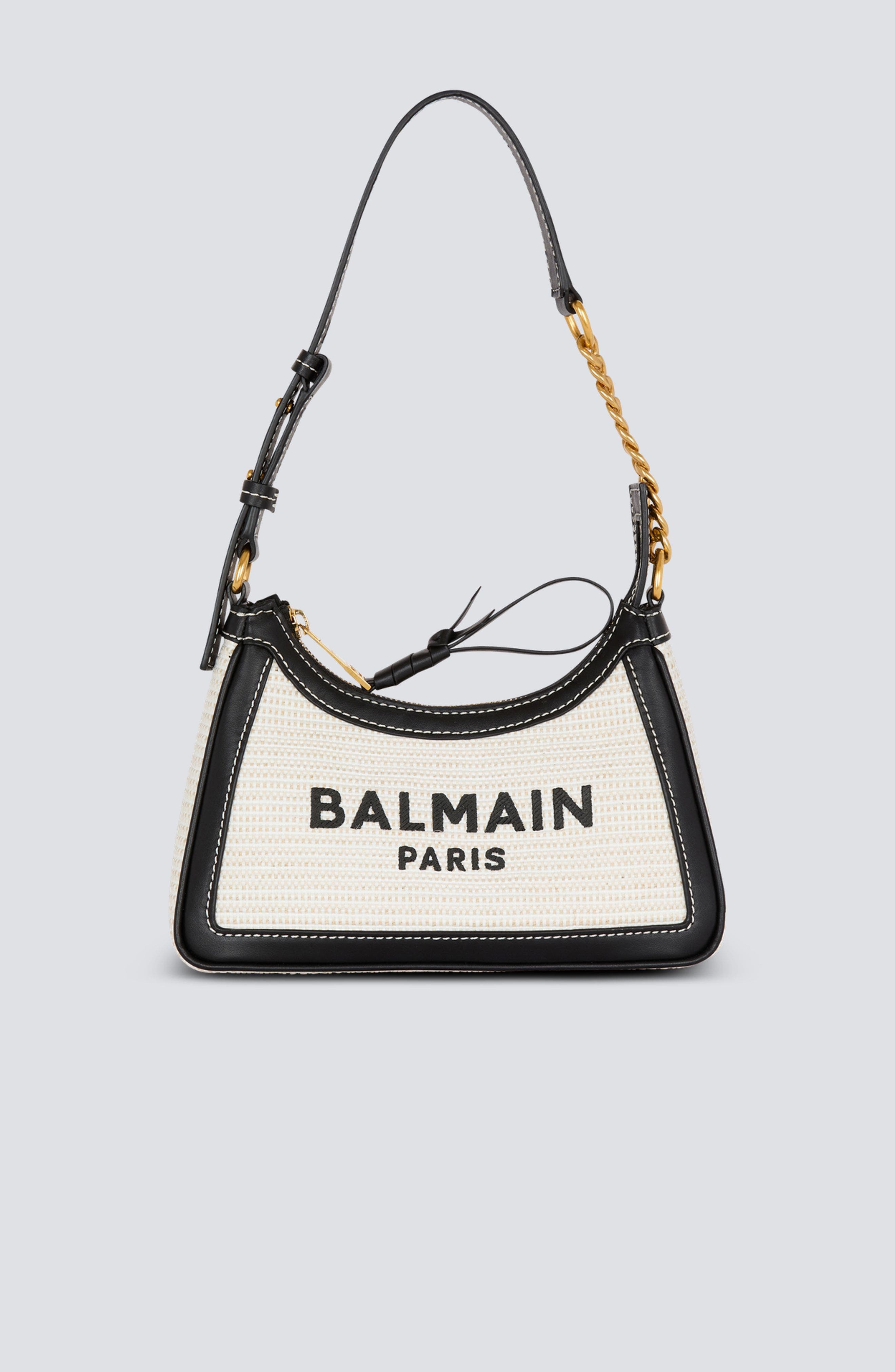 Balmain Raffia B-army Shoulder Bag