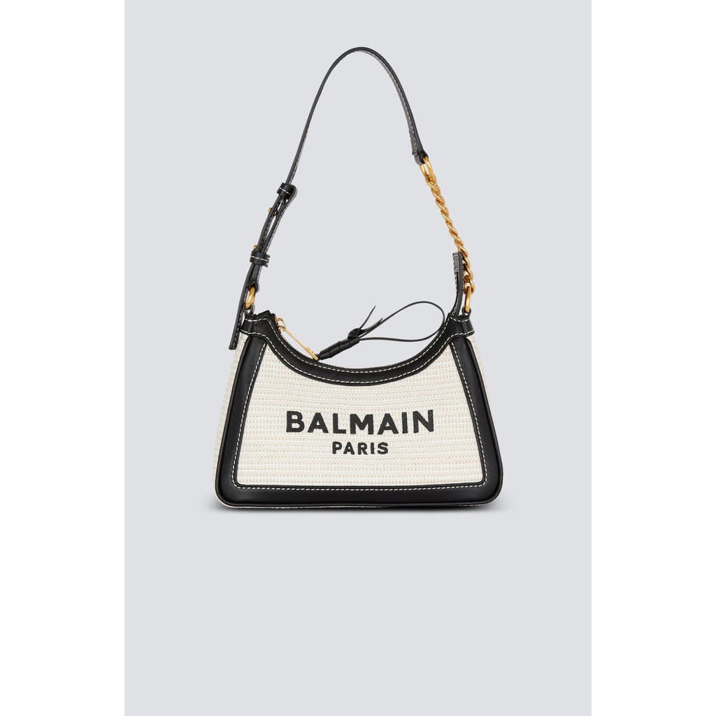 Balmain Raffia B-army Shoulder Bag