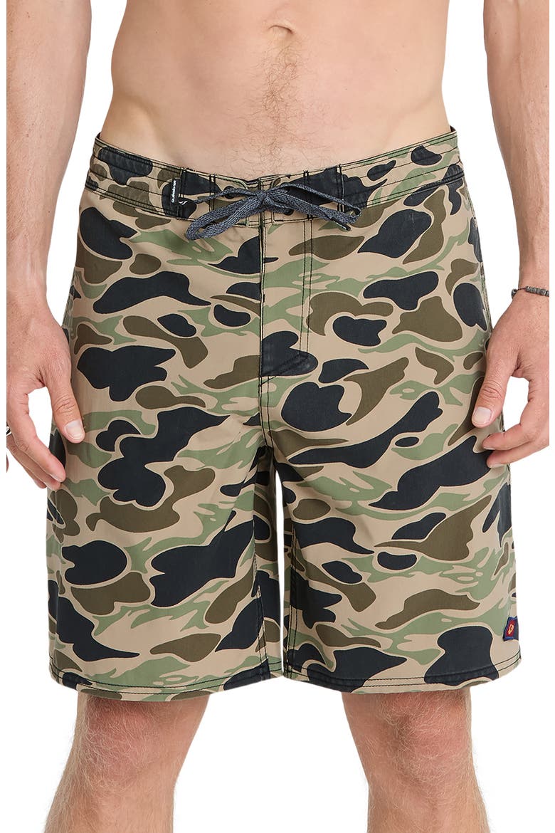 Saltwater Camouflage Print Board Shorts, Main, color, GRAPE LEAF