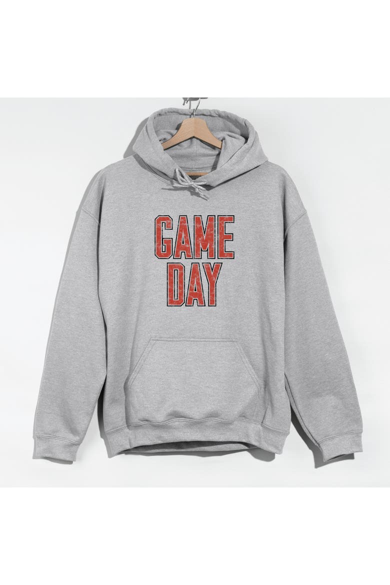 Game Day Outlined Distressed Hoodie, Alternate, color, Graphite