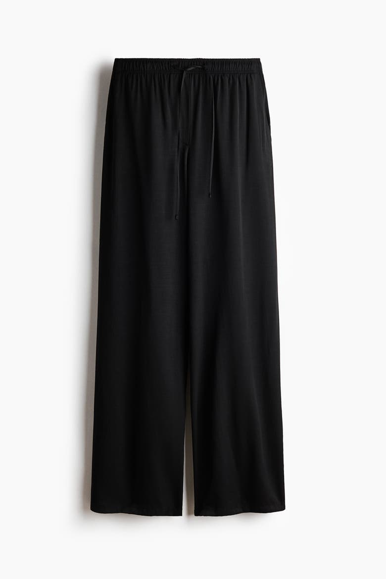 Wide Drawstring Trousers, Main, color, Black