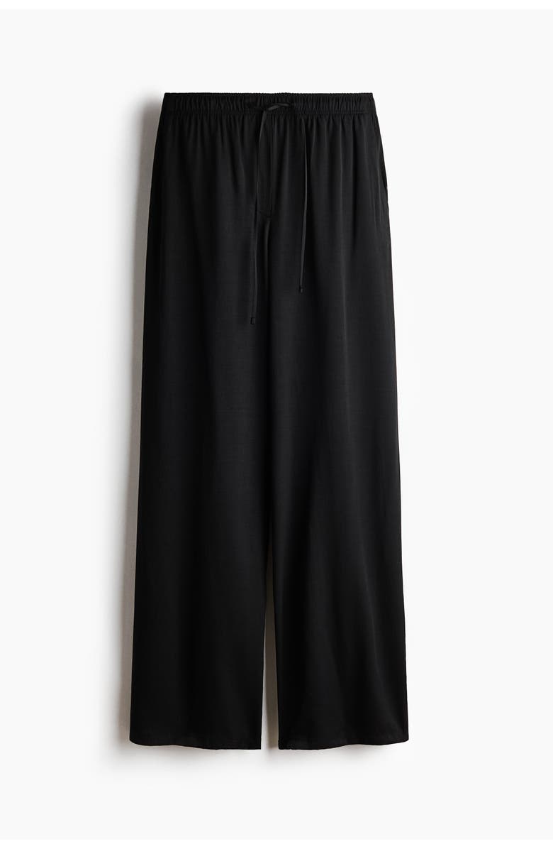 H&M Wide Drawstring Trousers, Main, color, Black