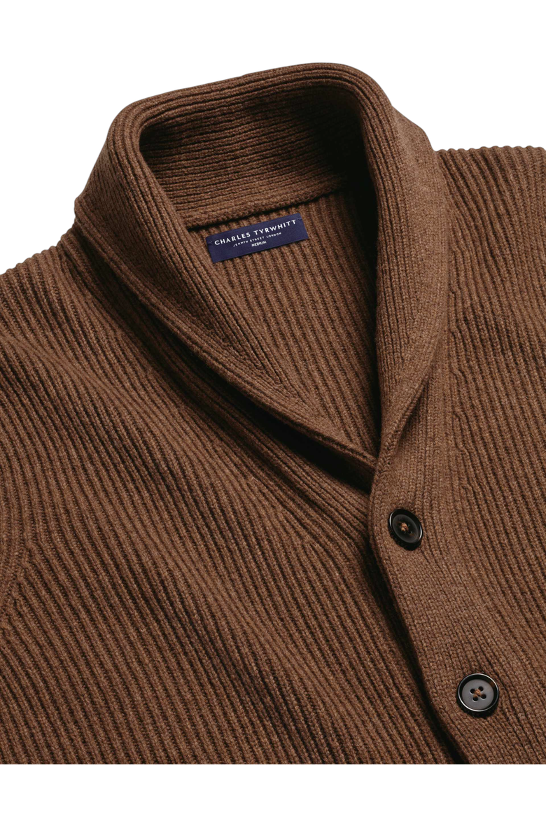Merino Button Through Funnel Neck Cardigan, Alternate, color, Toffee