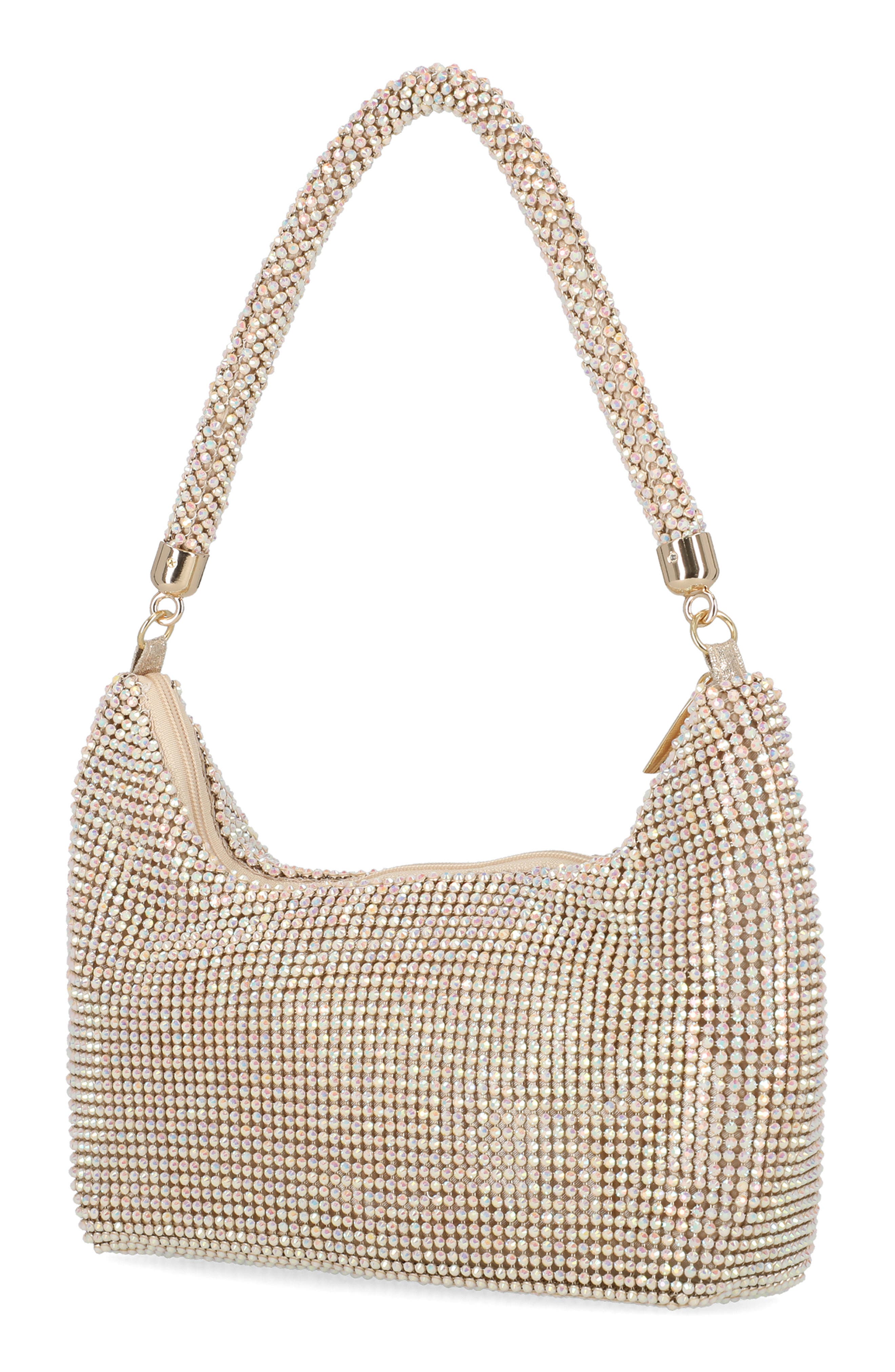 Jessica McClintock Julian Rhinestone Hobo Bag, Alternate, color, Honey