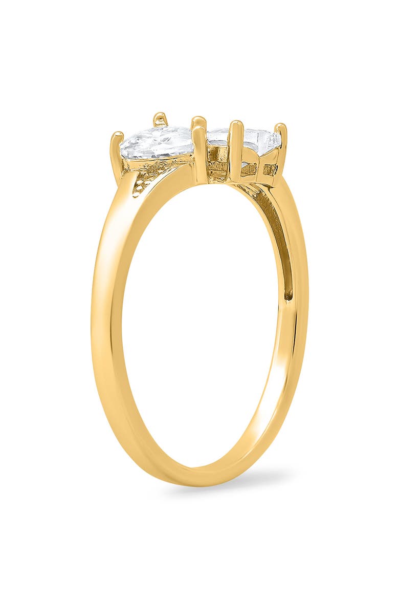 Cubic Zirconia Double Heart Ring, Alternate, color, GOLD