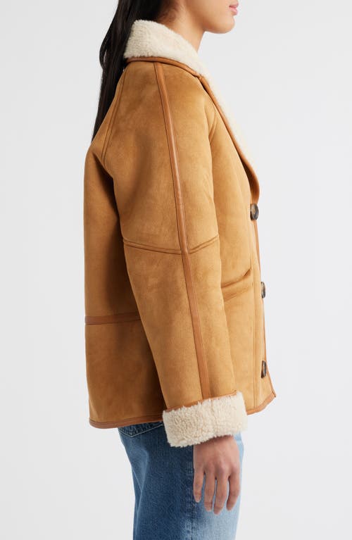 Sam Edelman Faux Suede & Faux Shearling Jacket In Brown