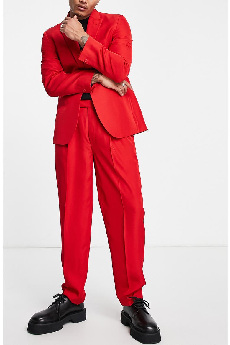 Oversize Tapered Suit Trousers, Alternate, color, RED