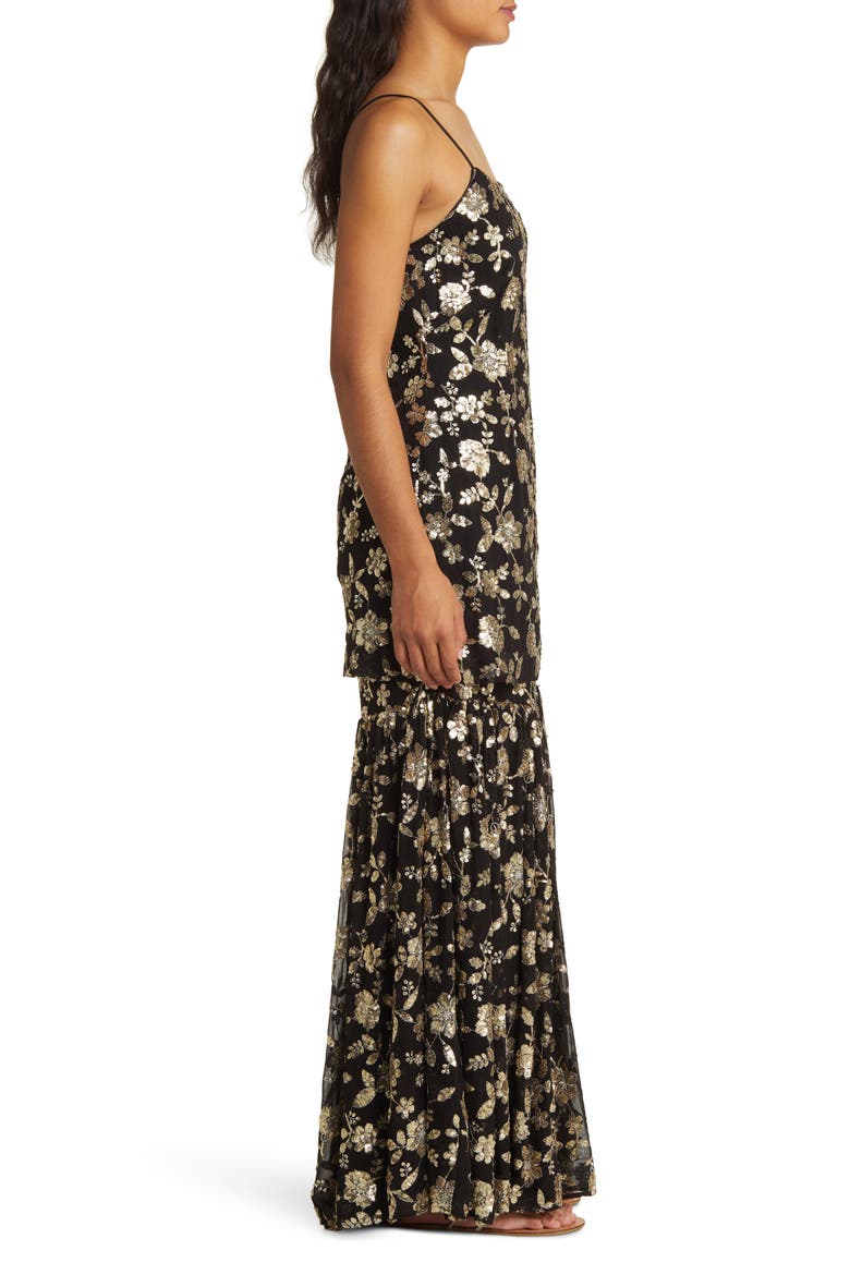 Naya Floral Sequin Long Sleeve Gharara with Dupatta, Alternate, color, BLACK